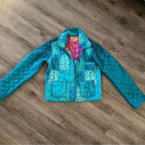 Coldwater creek rayon silk patch reversible jacket - Picture 7 of 14